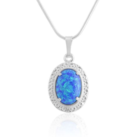 Dark Blue Opal Silver Pendant | Image 1