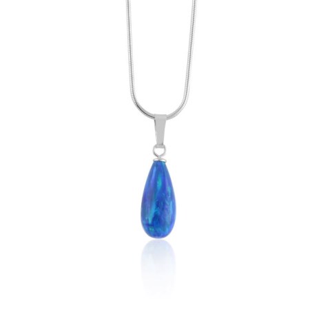 Silver midnight blue opal teardrop pendant | Image 1