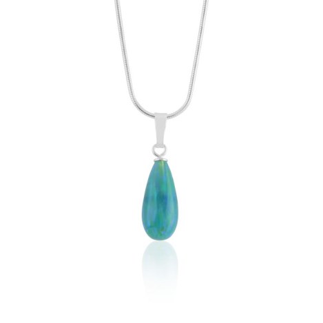 Silver and forest green Opal Teardrop Pendant | Image 1