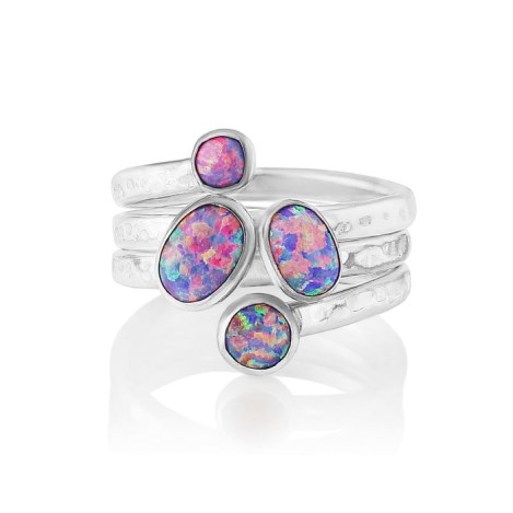 Silver Purple Opal Hammered Ring | Image 1