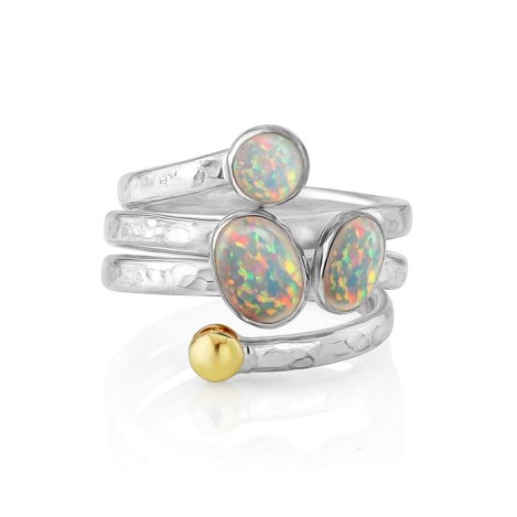 Silver & Gold Opal Spiral Ring | Image 1