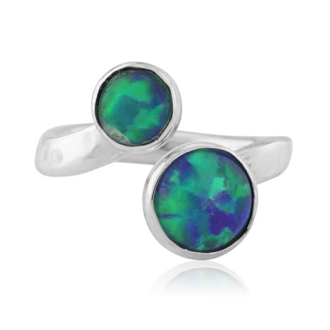 Green and Jelly Blue Opal Adjustable Ring | Image 1