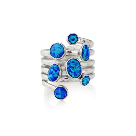 Gold and Silver Spiral multi blue opal Ring | Image 1