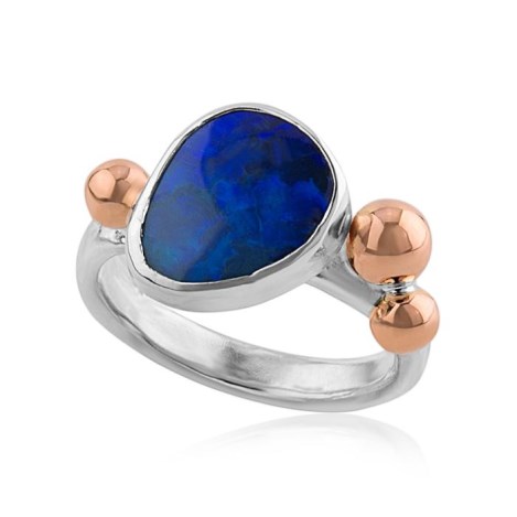 Silver and Rose Gold Ring with Australian Opal | Image 1