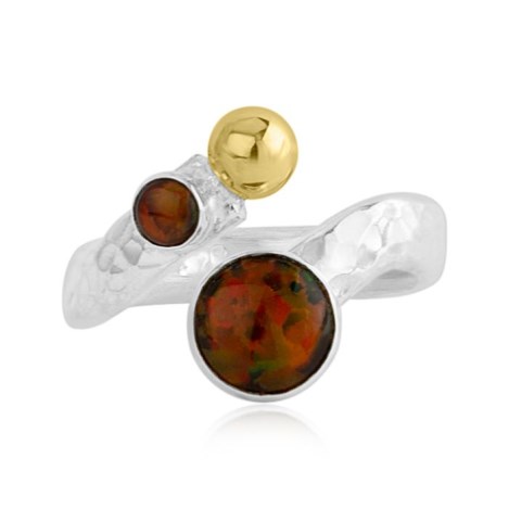 Sterling Silver and Gold Adjustable Fire Opal Ring | Image 1
