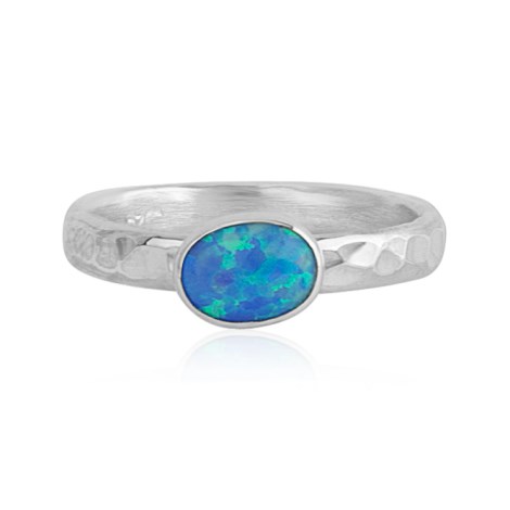 Sterling Silver Blue Opal Oval Ring  | Image 1