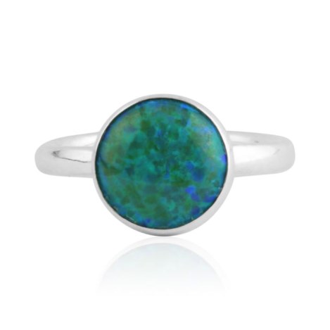 Sterling silver and forest green opal ring | Image 1
