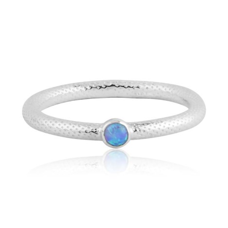Blue 3mm opal silver snake pattern ring  | Image 1