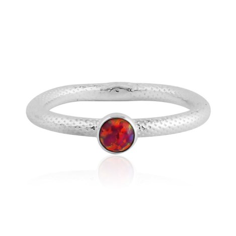 Red opal silver ring with snake pattern | Image 1