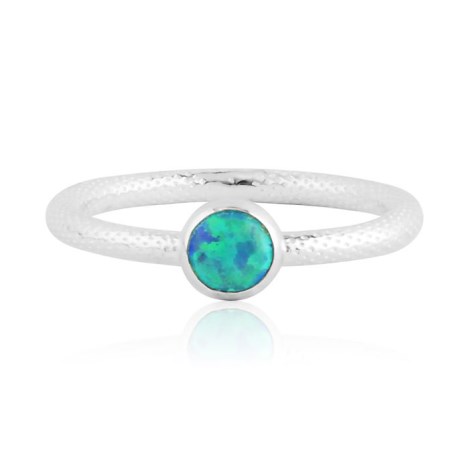 Aqua opal silver ring with snake pattern | Image 1