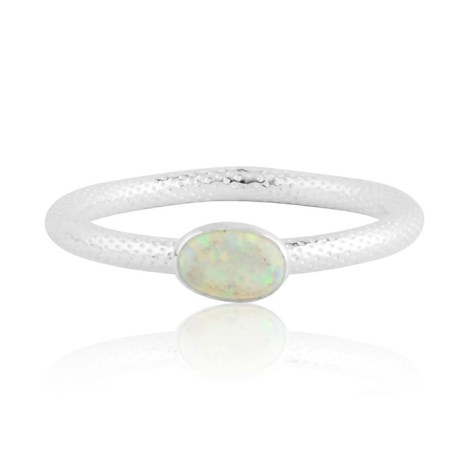 White opal silver ring with snake pattern | Image 1