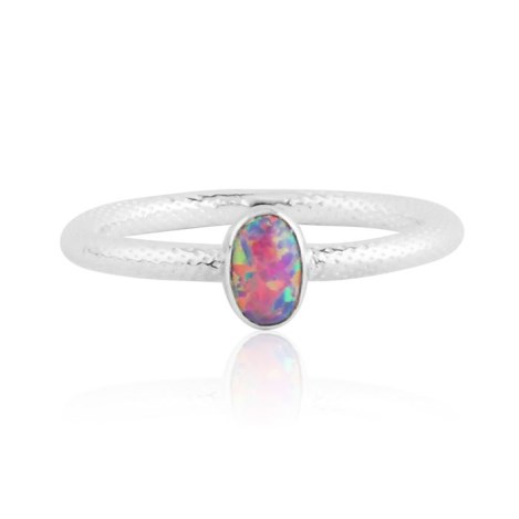 Purple opal silver ring with snake pattern | Image 1