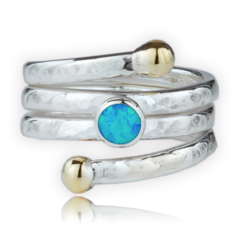 Gold and Silver Blue Opal Ring | Image 1