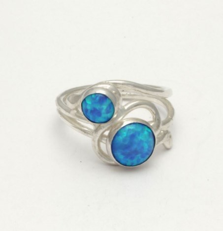 Blue Opal Swirl Silver Ring | Image 1