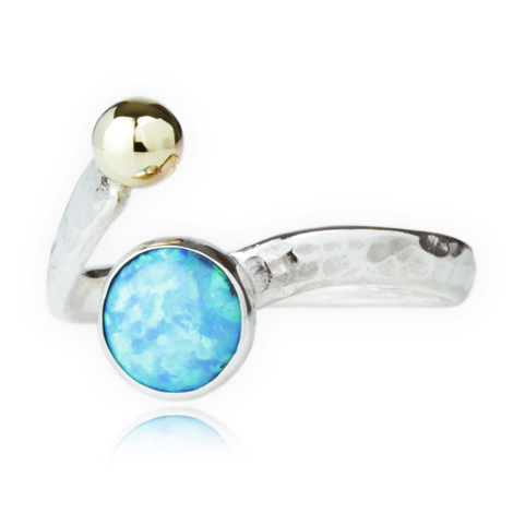 Gold and Silver 6mm Opal Ring | Image 1