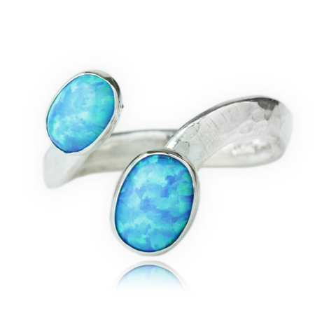 Handmade Silver Blue Opal Adjustable Ring | Image 1