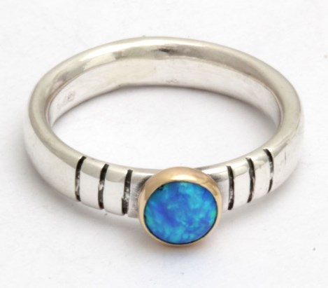 Gold and Silver Oxidized Opal Ring | Image 1
