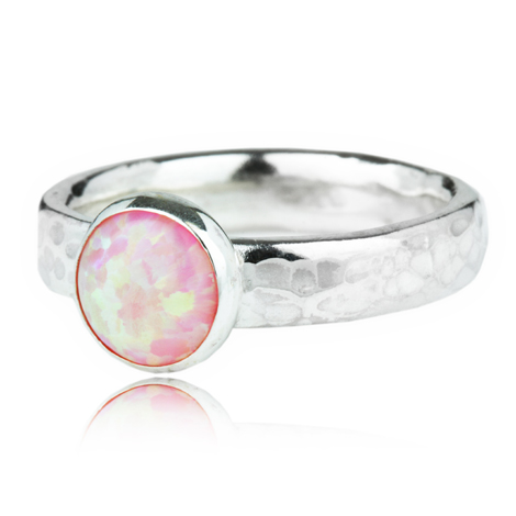 Silver Medium Pink Opal Ring | Image 1