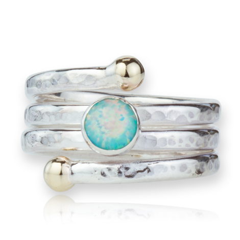 Gold and Silver Spiral Opal Ring | Image 1