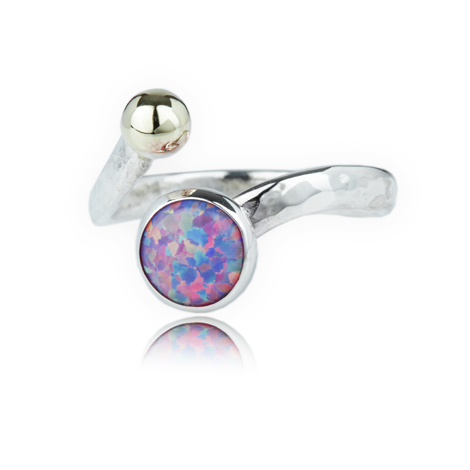 Handmade Gold and Silver Opal Torq Ring | Image 1