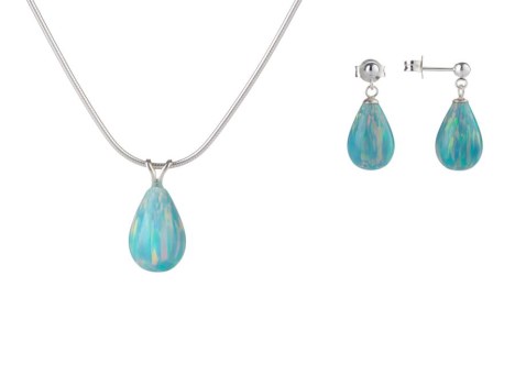 Green Teardrop Opal Pendant & Earring Gift Set.  | Image 1
