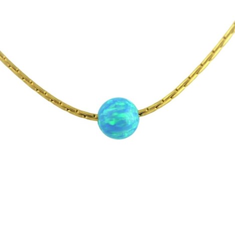 gold necklace with blue opal | Image 1