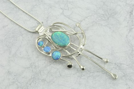 Dark Blue Opal and Silver Wire Pendant | Image 1