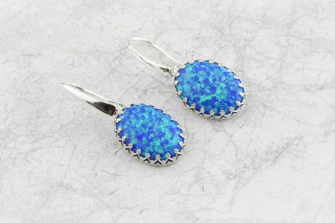 Large drop opal earrings decorative frame | Image 1