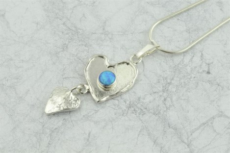Silver and Opal Heart Pendant | Image 1