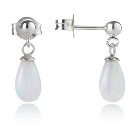 5/10mm Opal Silver Drop Earrings | Image 1