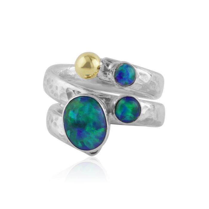 Gold and Silver Opal Spiral Ring | Image 1