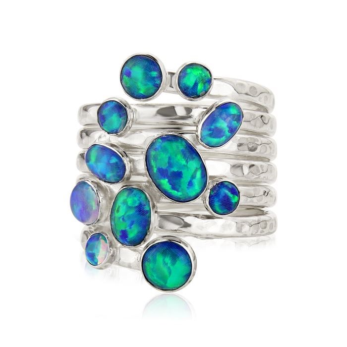 Blue  jelly Opal Spiral Silver Ring | Image 1