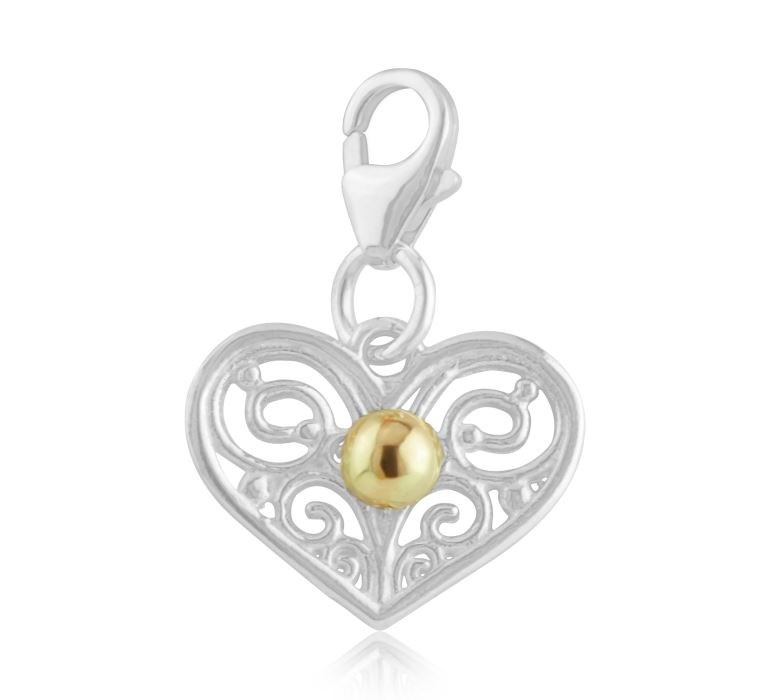 Gold & Silver Heart Charm | Image 1