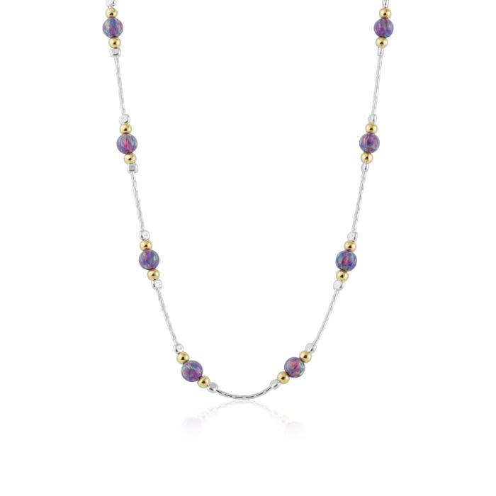 Gold and Silver Purple Opal Necklace | Image 1