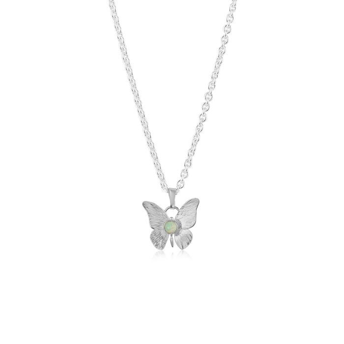 Silver Butterfly White Opal Pendant | Image 1