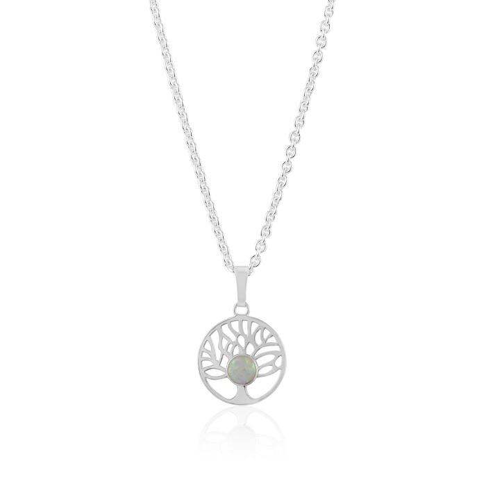 Silver Tree Of Life White Opal Pendant | Image 1