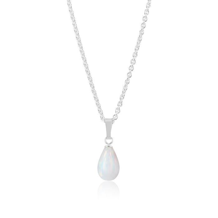 White Opal Silver Teardrop Pendant  | Image 1