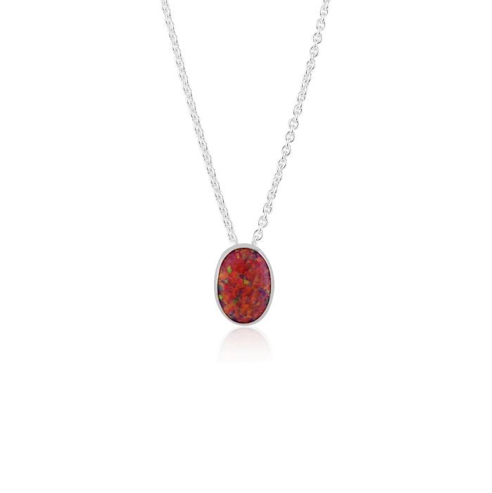 Red opal silver pendant 10x14mm | Image 1