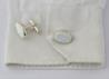 Sterling Silver Oval Cufflinks set with large White Opals UK made | Image 2