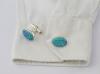 Sterling Silver Oval Cufflinks set with Aqua Opals UK made | Image 3