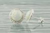  8 mm White Opal Hammered Stud Earrings | Image 2