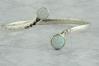 Silver Hammered Bangle with White Opal Gifts UK made | Image 2