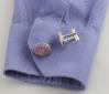 Large Sterling Silver Oval Cufflinks set with Purple Opals UK made | Image 3