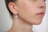 6x8mm Blue Opal Gold Drop Earrings | Image 2