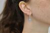 Pearl wire Hoop Earrings with Blue Opal Beads | Image 2