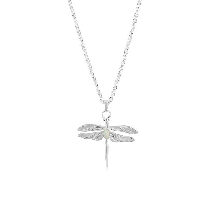 Silver Dragonfly White Opal Pendant | Image 1
