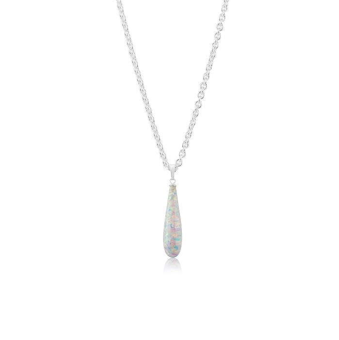 Silver White Opal Teardrop Pendant  | Image 1
