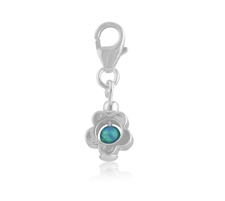 Opal and silver flower charm | Image 1