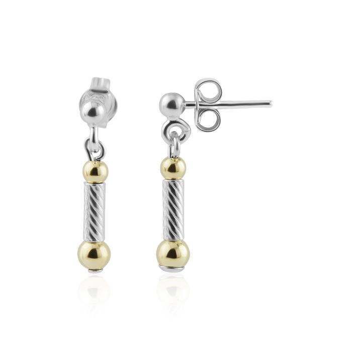 Gold and Silver Drop Patterned Earrings | Image 1
