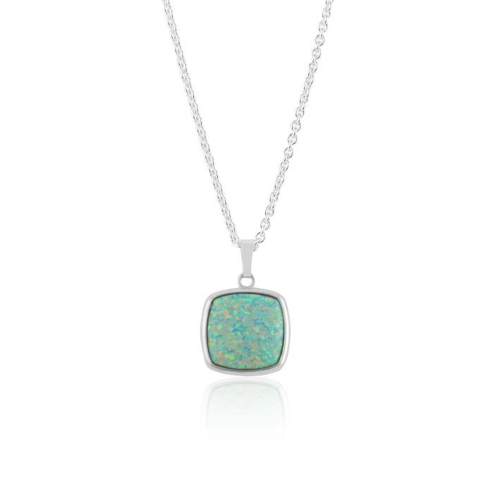 Square Green Opal Pendant 15mm (Available in 8 Colours) | Image 1